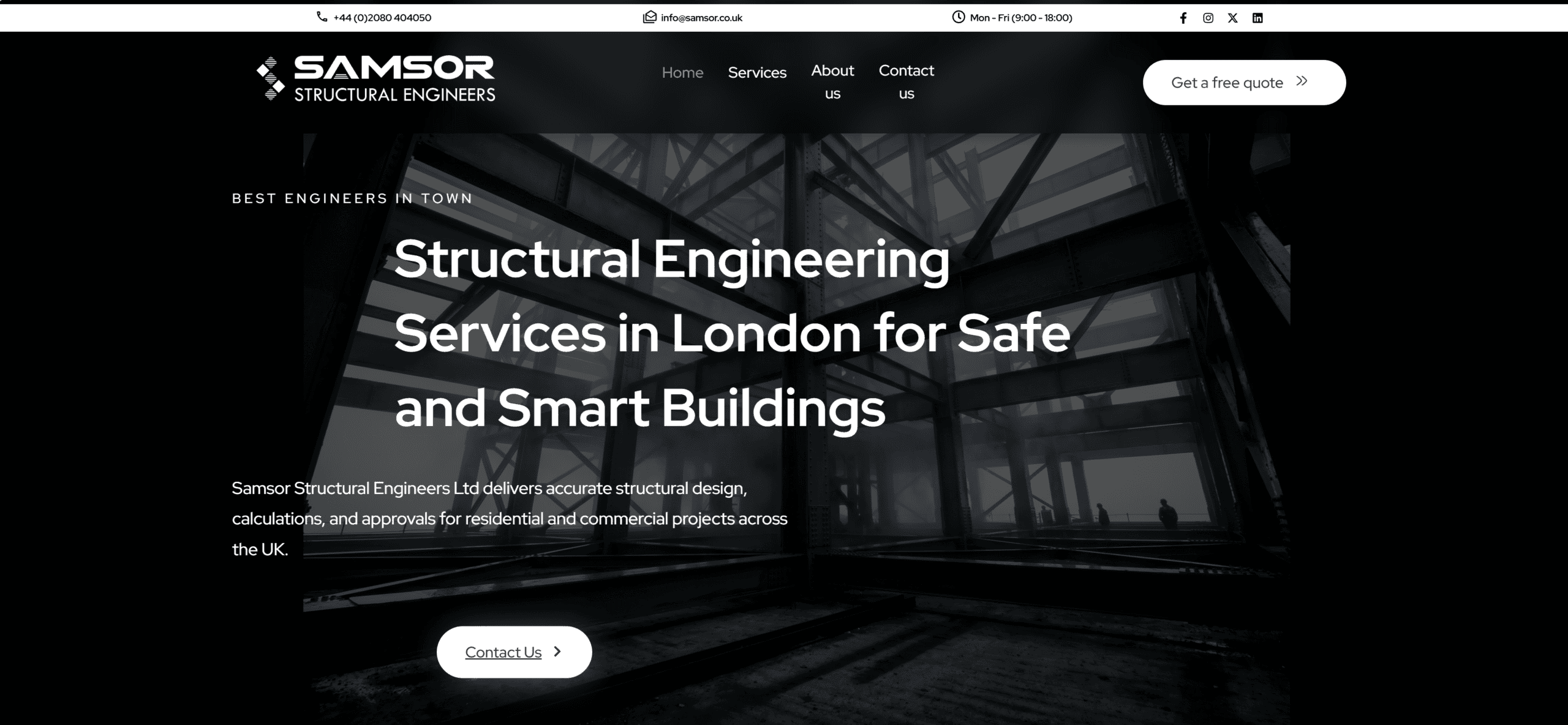 Samsor Structural Engineers website homepage