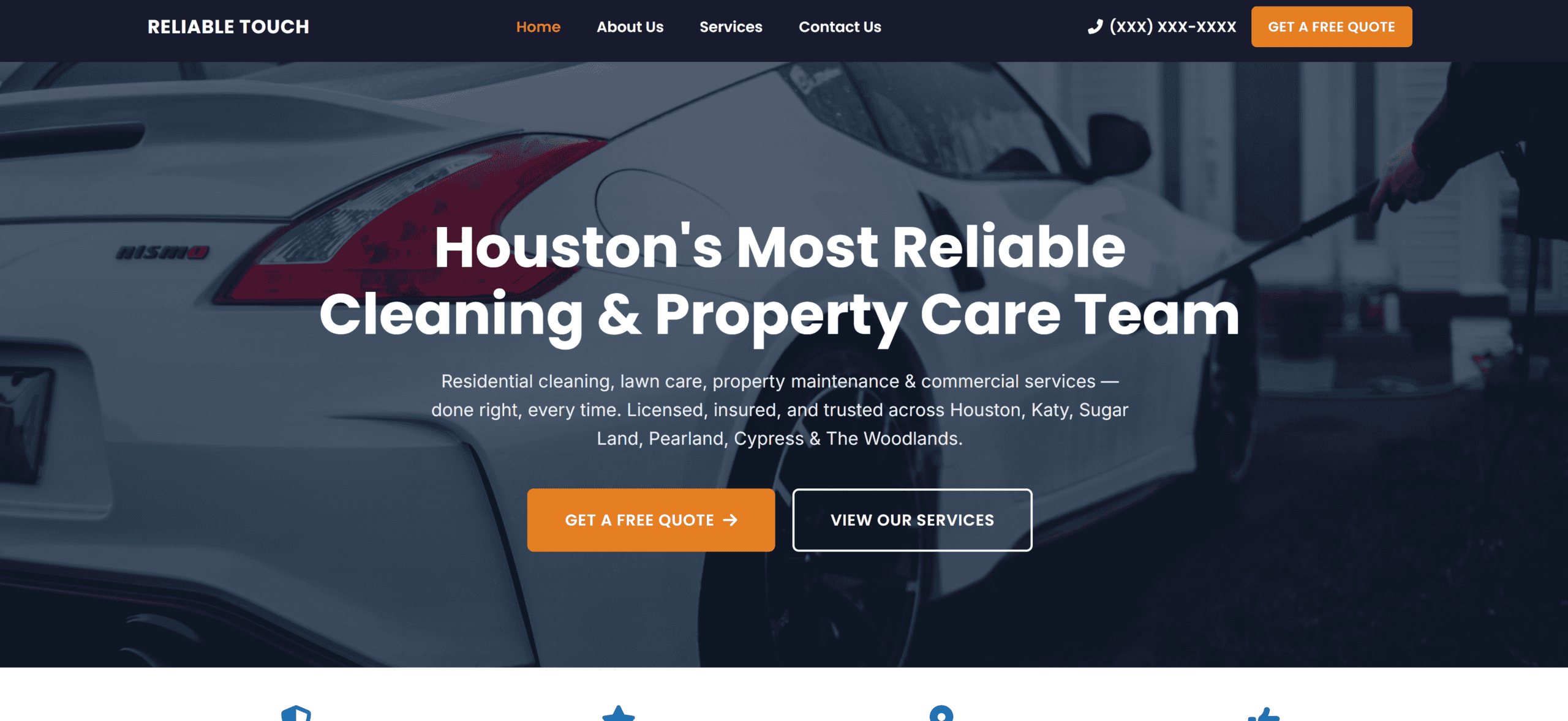 Reliable Touch Services website homepage