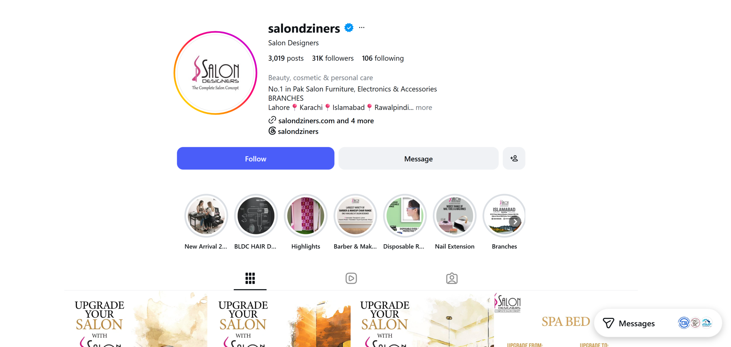 Instagram social media management case study for a Pakistan salon furniture brand