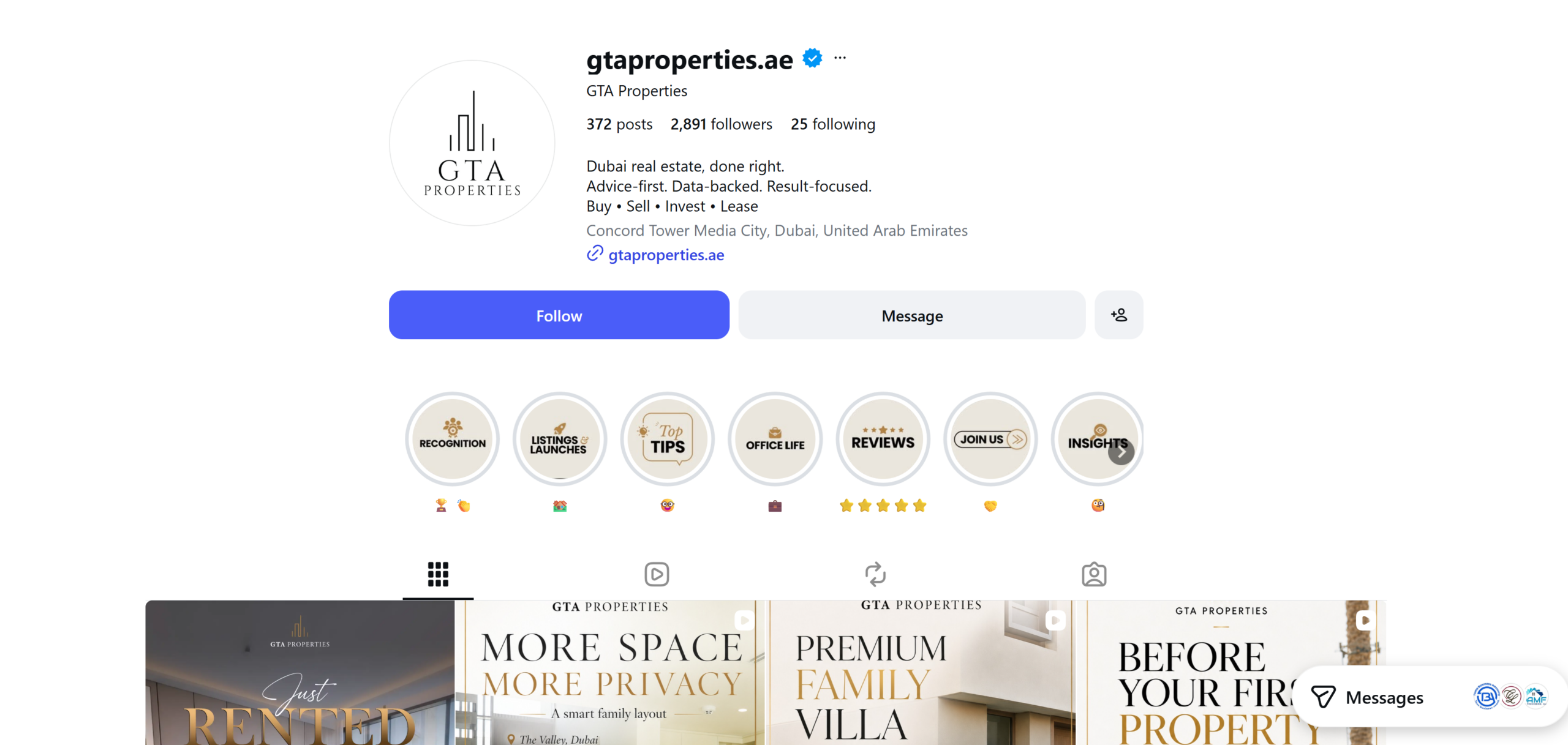 Instagram social media management case study for a Dubai real estate agency